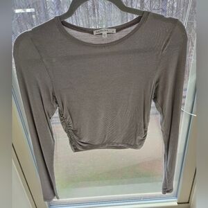 NWOT ANTISTAR Gray Long Sleeve Women's CROP Top Size Small